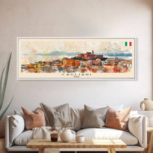 Carregar imagem no visualizador da galeria, Cagliari Italy Wall Art, Panoramic Travel Poster, Panoramic Framed Canvas Print, City Wall Art, Wall Hanging Home Decor, Travel Art