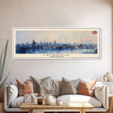 Carregar imagem no visualizador da galeria, Cambridge United Kingdom Travel Print Wall Art, Panoramic City Art, Travel Art, Wall Decor, Vacation Gift, Framed Canvas Print Or Metal Art
