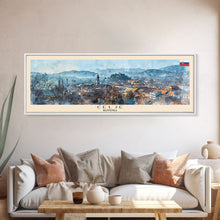 Cargar imagen en el visor de la galería, Celje Slovenia Panoramic Travel Poster, Framed Canvas Print or Metal Wall Art, Travel Art, Home Decor, Panoramic Painting, Midcentury Art