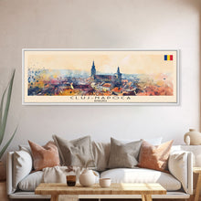 Load image into Gallery viewer, Cluj Napoca Romania Travel Print Wall Art, Panoramic City Art, Travel Art, Wall Decor, Vacation Gift, Framed Canvas Print Or Metal Art