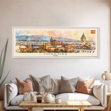 Load image into Gallery viewer, Cordoba Spain Travel Art, City Art, Framed Canvas Print or Metal Wall Art, Europe Travel Poster, Panoramic Wall Art, Extra Wide Wall Art