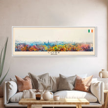 Load image into Gallery viewer, Cork Ireland Panoramic Travel Poster, Framed Canvas Print or Metal Wall Art, Travel Art, Home Decor, Panoramic Painting, Midcentury Art