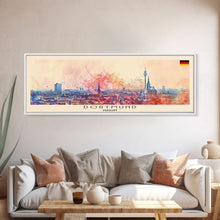 Load image into Gallery viewer, Dortmund Germany Wall Art, Panoramic Travel Poster, Panoramic Framed Canvas Print, City Wall Art, Wall Hanging Home Decor, Travel Art