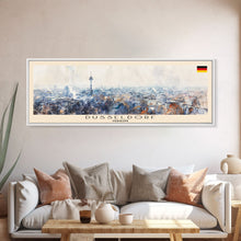 Load image into Gallery viewer, Dusseldorf Germany Travel Art, City Art, Framed Canvas Print or Metal Wall Art, Europe Travel Poster, Panoramic Wall Art, Extra Wide Wall Art