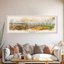 Load image into Gallery viewer, Enschede Netherlands Wall Art, Panoramic Travel Poster, Panoramic Framed Canvas Print, City Wall Art, Wall Hanging Home Decor, Travel Art