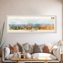 Carregar imagem no visualizador da galeria, Ferrara Italy Travel Art, City Art, Framed Canvas Print or Metal Wall Art, Europe Travel Poster, Panoramic Wall Art, Extra Wide Wall Art