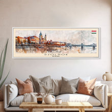 Load image into Gallery viewer, Szolnok Hungary Wall Art, Panoramic Travel Poster, Panoramic Framed Canvas Print, City Wall Art, Wall Hanging Home Decor, Travel Art
