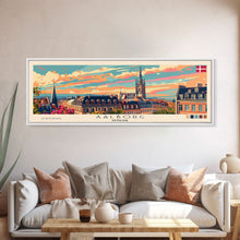 Carregar imagem no visualizador da galeria, Aalborg Denmark Wall Art, Panoramic Travel Poster, Panoramic Framed Canvas Print, City Wall Art, Wall Hanging Home Decor, Travel Art