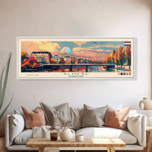 Load image into Gallery viewer, Almere Netherlands Panoramic Travel Poster, Framed Canvas Print or Metal Wall Art, Travel Art, Home Decor, Panoramic Painting, Midcentury Art