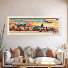 Carregar imagem no visualizador da galeria, Arkhangelsk Russia Panoramic Travel Poster, Framed Canvas Print or Metal Wall Art, Travel Art, Home Decor, Panoramic Painting, Midcentury Art