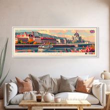 Load image into Gallery viewer, Belfast United Kingdom Travel Print Wall Art, Panoramic City Art, Travel Art, Wall Decor, Vacation Gift, Framed Canvas Print Or Metal Art