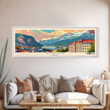 Load image into Gallery viewer, Bergen Norway Wall Art, Panoramic Travel Poster, Panoramic Framed Canvas Print, City Wall Art, Wall Hanging Home Decor, Travel Art