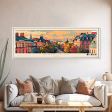 Load image into Gallery viewer, Bialystok Poland Panoramic Travel Poster, Framed Canvas Print or Metal Wall Art, Travel Art, Home Decor, Panoramic Painting, Midcentury Art