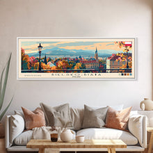 Load image into Gallery viewer, Bielsko Biala Poland Travel Art, City Art, Framed Canvas Print or Metal Wall Art, Europe Travel Poster, Panoramic Wall Art, Extra Wide Wall Art