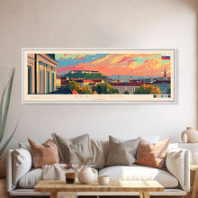 Load image into Gallery viewer, Bratislava Slovakia Wall Art, Panoramic Travel Poster, Panoramic Framed Canvas Print, City Wall Art, Wall Hanging Home Decor, Travel Art