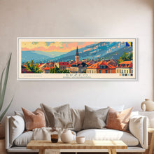 Load image into Gallery viewer, Brčko Bosnia Wall Art, Panoramic Travel Poster, Panoramic Framed Canvas Print, City Wall Art, Wall Hanging Home Decor, Travel Art