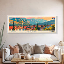 Carregar imagem no visualizador da galeria, Čačak Serbia Wall Art, Panoramic Travel Poster, Panoramic Framed Canvas Print, City Wall Art, Wall Hanging Home Decor, Travel Art