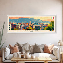 Carregar imagem no visualizador da galeria, Cagliari Italy Wall Art, Panoramic Travel Poster, Panoramic Framed Canvas Print, City Wall Art, Wall Hanging Home Decor, Travel Art