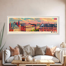Cargar imagen en el visor de la galería, Copenhagen Denmark Travel Print Wall Art, Panoramic City Art, Travel Art, Wall Decor, Vacation Gift, Framed Canvas Print Or Metal Art