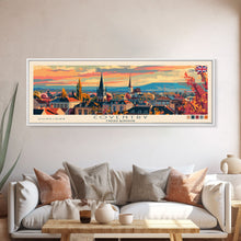 Load image into Gallery viewer, Coventry United Kingdom Wall Art, Panoramic Travel Poster, Panoramic Framed Canvas Print, City Wall Art, Wall Hanging Home Decor, Travel Art