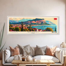 Load image into Gallery viewer, Denizli Turkey Wall Art, Panoramic Travel Poster, Panoramic Framed Canvas Print, City Wall Art, Wall Hanging Home Decor, Travel Art