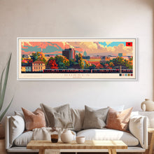 Load image into Gallery viewer, Durres Albania Travel Print Wall Art, Panoramic City Art, Travel Art, Wall Decor, Vacation Gift, Framed Canvas Print Or Metal Art
