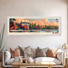 Load image into Gallery viewer, Espoo Finland Wall Art, Panoramic Travel Poster, Panoramic Framed Canvas Print, City Wall Art, Wall Hanging Home Decor, Travel Art