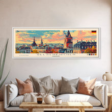 Carregar imagem no visualizador da galeria, Gelsenkirchen Germany Panoramic Travel Poster, Framed Canvas Print or Metal Wall Art, Travel Art, Home Decor, Panoramic Painting, Midcentury Art