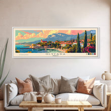 Carregar imagem no visualizador da galeria, Glyfada Greece Wall Art, Panoramic Travel Poster, Panoramic Framed Canvas Print, City Wall Art, Wall Hanging Home Decor, Travel Art