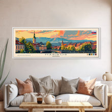 Load image into Gallery viewer, Maribor Slovenia Panoramic Travel Poster, Framed Canvas Print or Metal Wall Art, Travel Art, Home Decor, Panoramic Painting, Midcentury Art