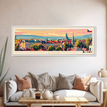 Cargar imagen en el visor de la galería, Ceske Budejovice Czech Wall Art, Panoramic Travel Poster, Panoramic Framed Canvas Print, City Wall Art, Wall Hanging Home Decor, Travel Art