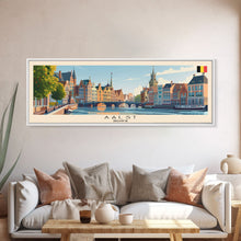Carregar imagem no visualizador da galeria, Aalst Belgium Travel Print Wall Art, Panoramic City Art, Travel Art, Wall Decor, Vacation Gift, Framed Canvas Print Or Metal Art