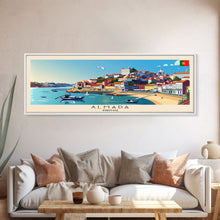 Load image into Gallery viewer, Almada Portugal Travel Art, City Art, Framed Canvas Print or Metal Wall Art, Europe Travel Poster, Panoramic Wall Art, Extra Wide Wall Art