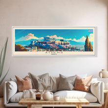Load image into Gallery viewer, Athens Greece Travel Art, City Art, Framed Canvas Print or Metal Wall Art, Europe Travel Poster, Panoramic Wall Art, Extra Wide Wall Art