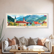 Load image into Gallery viewer, Banska Bystrica Wall Art, Panoramic Travel Poster, Panoramic Framed Canvas Print, City Wall Art, Wall Hanging Home Decor, Travel Art
