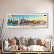 Load image into Gallery viewer, Belfast United Kingdom Travel Art, City Art, Framed Canvas Print or Metal Wall Art, Europe Travel Poster, Panoramic Wall Art, Extra Wide Wall Art