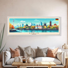 Load image into Gallery viewer, Berlin Germany Travel Print Wall Art, Panoramic City Art, Travel Art, Wall Decor, Vacation Gift, Framed Canvas Print Or Metal Art