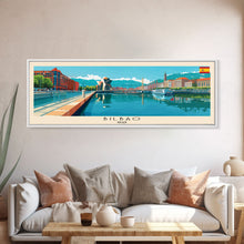 Load image into Gallery viewer, Bilbao Spain Wall Art, Panoramic Travel Poster, Panoramic Framed Canvas Print, City Wall Art, Wall Hanging Home Decor, Travel Art