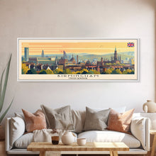Load image into Gallery viewer, Birmingham United Kingdom Travel Print Wall Art, Panoramic City Art, Travel Art, Wall Decor, Vacation Gift, Framed Canvas Print Or Metal Art