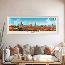 Carregar imagem no visualizador da galeria, Bologna Italy Wall Art, Panoramic Travel Poster, Panoramic Framed Canvas Print, City Wall Art, Wall Hanging Home Decor, Travel Art
