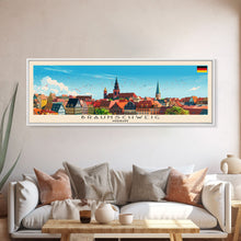 Load image into Gallery viewer, Braunschweig Germany Travel Art, City Art, Framed Canvas Print or Metal Wall Art, Europe Travel Poster, Panoramic Wall Art, Extra Wide Wall Art