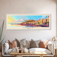 Carregar imagem no visualizador da galeria, Cagliari Italy Wall Art, Panoramic Travel Poster, Panoramic Framed Canvas Print, City Wall Art, Wall Hanging Home Decor, Travel Art