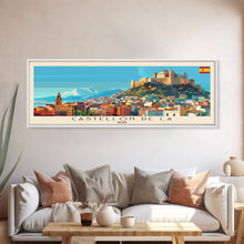Cargar imagen en el visor de la galería, Castellon de la Plana Spain Wall Art, Panoramic Travel Poster, Panoramic Framed Canvas Print, City Wall Art, Wall Hanging Home Decor, Travel Art