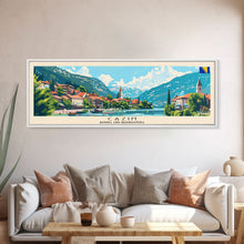 Cargar imagen en el visor de la galería, Cazin Bosnia Travel Art, City Art, Framed Canvas Print or Metal Wall Art, Europe Travel Poster, Panoramic Wall Art, Extra Wide Wall Art