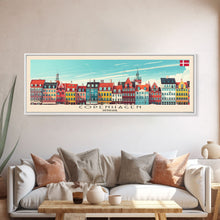 Cargar imagen en el visor de la galería, Copenhagen Denmark Travel Print Wall Art, Panoramic City Art, Travel Art, Wall Decor, Vacation Gift, Framed Canvas Print Or Metal Art