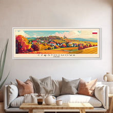 Load image into Gallery viewer, Czestochowa Poland Travel Art, City Art, Framed Canvas Print or Metal Wall Art, Europe Travel Poster, Panoramic Wall Art, Extra Wide Wall Art
