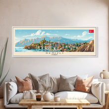 Load image into Gallery viewer, Denizli Turkey Wall Art, Panoramic Travel Poster, Panoramic Framed Canvas Print, City Wall Art, Wall Hanging Home Decor, Travel Art