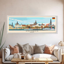 Load image into Gallery viewer, Dresde Germany Travel Art, City Art, Framed Canvas Print or Metal Wall Art, Europe Travel Poster, Panoramic Wall Art, Extra Wide Wall Art