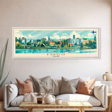 Load image into Gallery viewer, Espoo Finland Wall Art, Panoramic Travel Poster, Panoramic Framed Canvas Print, City Wall Art, Wall Hanging Home Decor, Travel Art