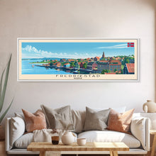 Carregar imagem no visualizador da galeria, Fredrikstad Norway Travel Art, City Art, Framed Canvas Print or Metal Wall Art, Europe Travel Poster, Panoramic Wall Art, Extra Wide Wall Art
